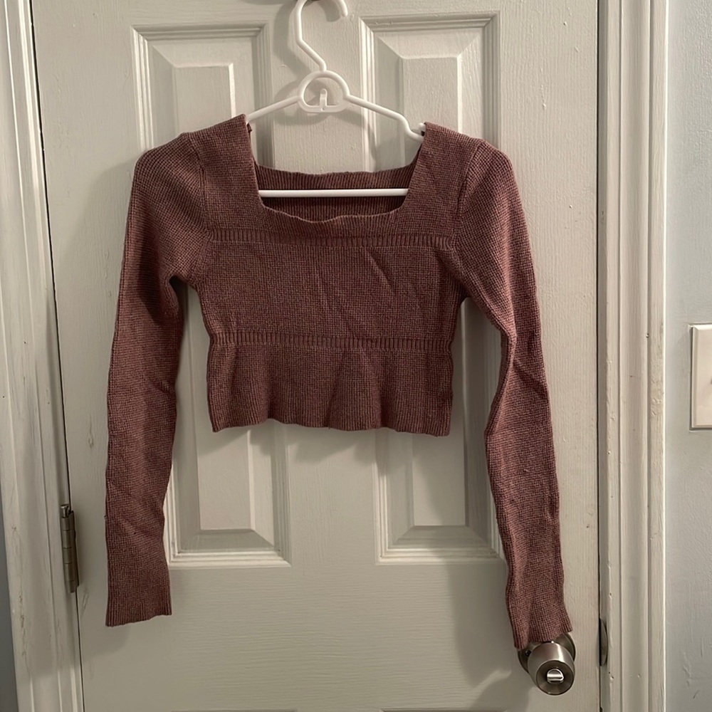 Shein square neck rib knit top